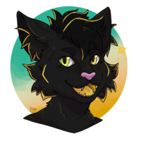 An image of a black, anthropomorphic cat fursona.